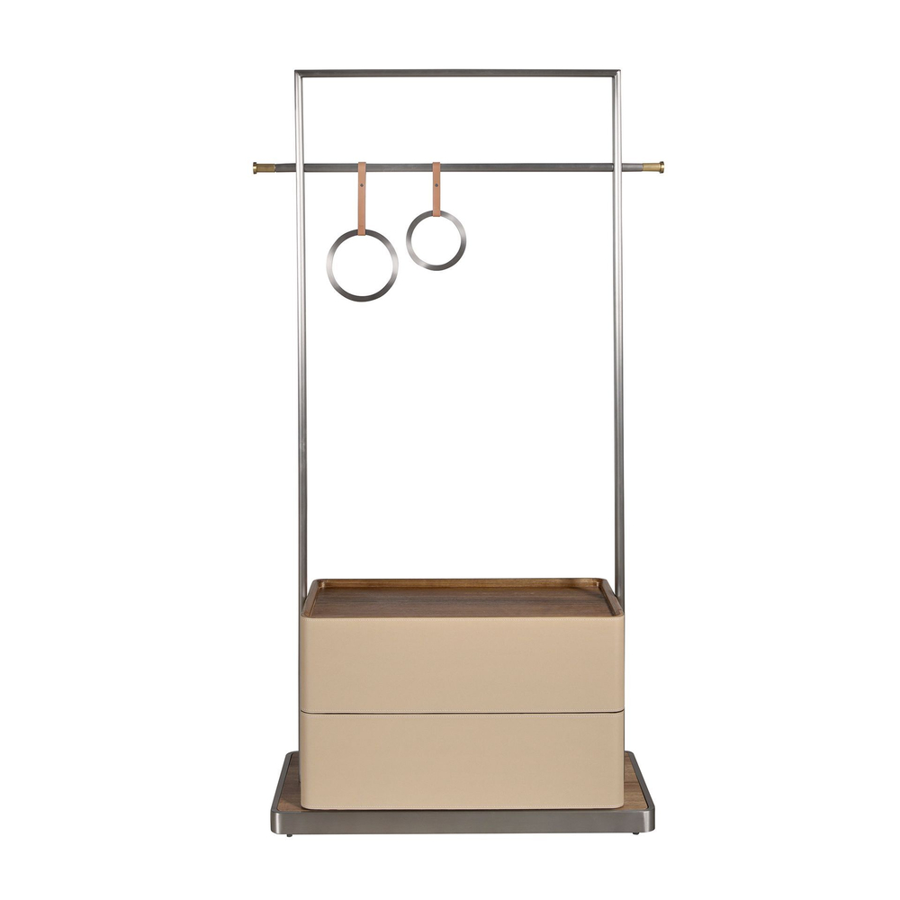 Вешалка для одежды 3282 из кожи, ореха и нержавеющей стали