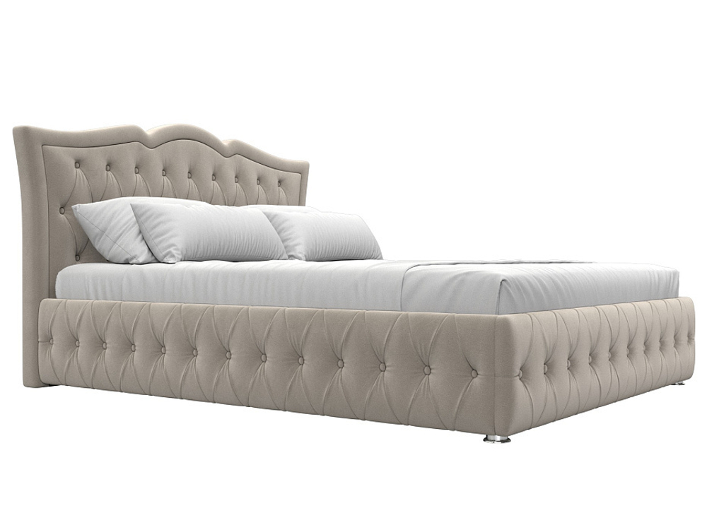 Кровать интерьерная Герда 160, Бежевый, Микровельвет, 108298