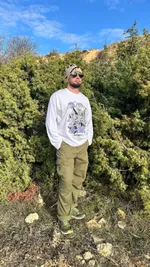 Лонгслив Klumba The Spirit of Nature белый с сиренево-серым рисунком