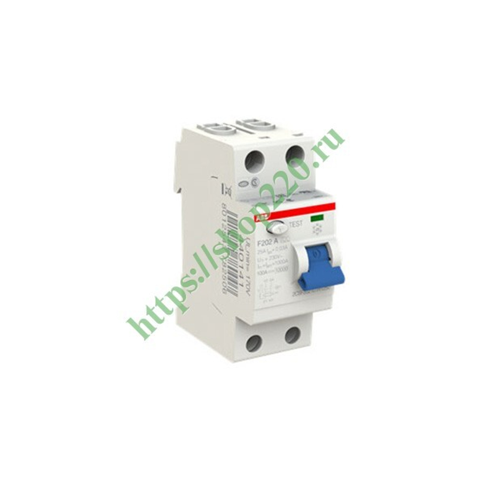 УЗО ABB F202 A-25/0,03 2-х полюсное тип A 25A 30mA 2 модуля (ВДТ) 2CSF202101R1250