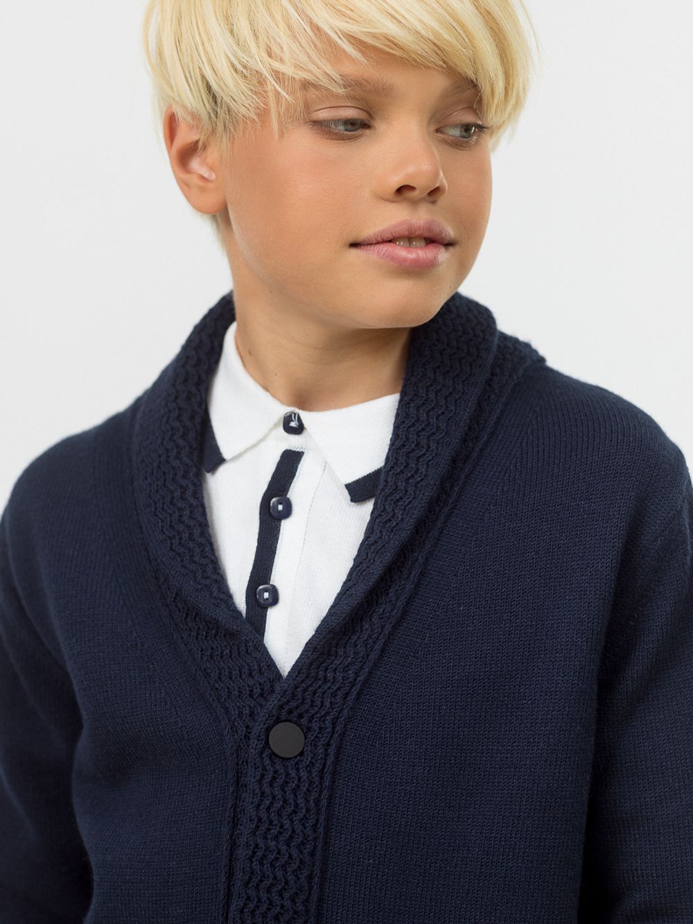 Кардиган для мальчика на пуговицах в школу AT1085 синий