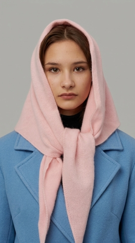 Оренбургский платок-косынка К401-15 розовый