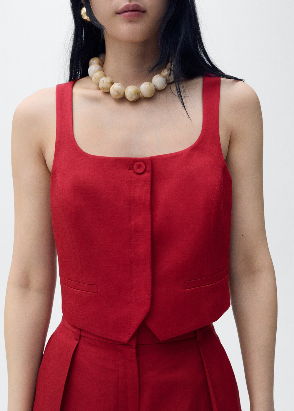 Костюмный жилет из смесового льна