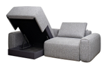 Диван Garda Decor трехместный Турин (Turin)(2 секции) с канапе и мех черно, серый Santo1606 255*163,568 см