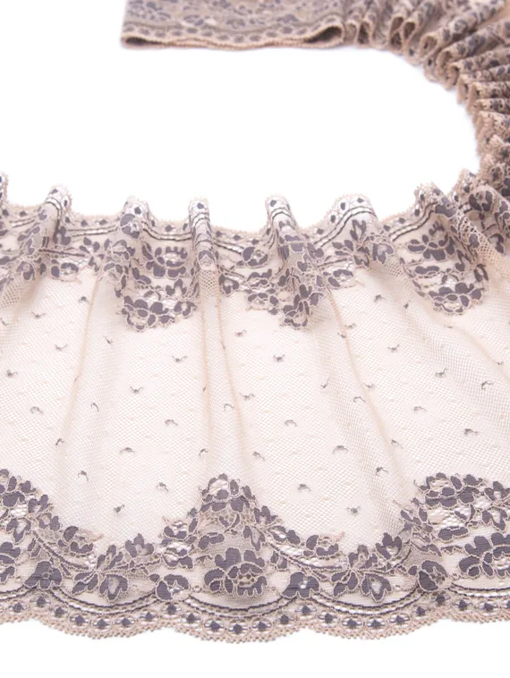 03-171 Кружево эластичное 22 см, бежевый/серый