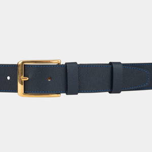 Ремень мужской 40 мм из кожи сафьяно, синего цвета