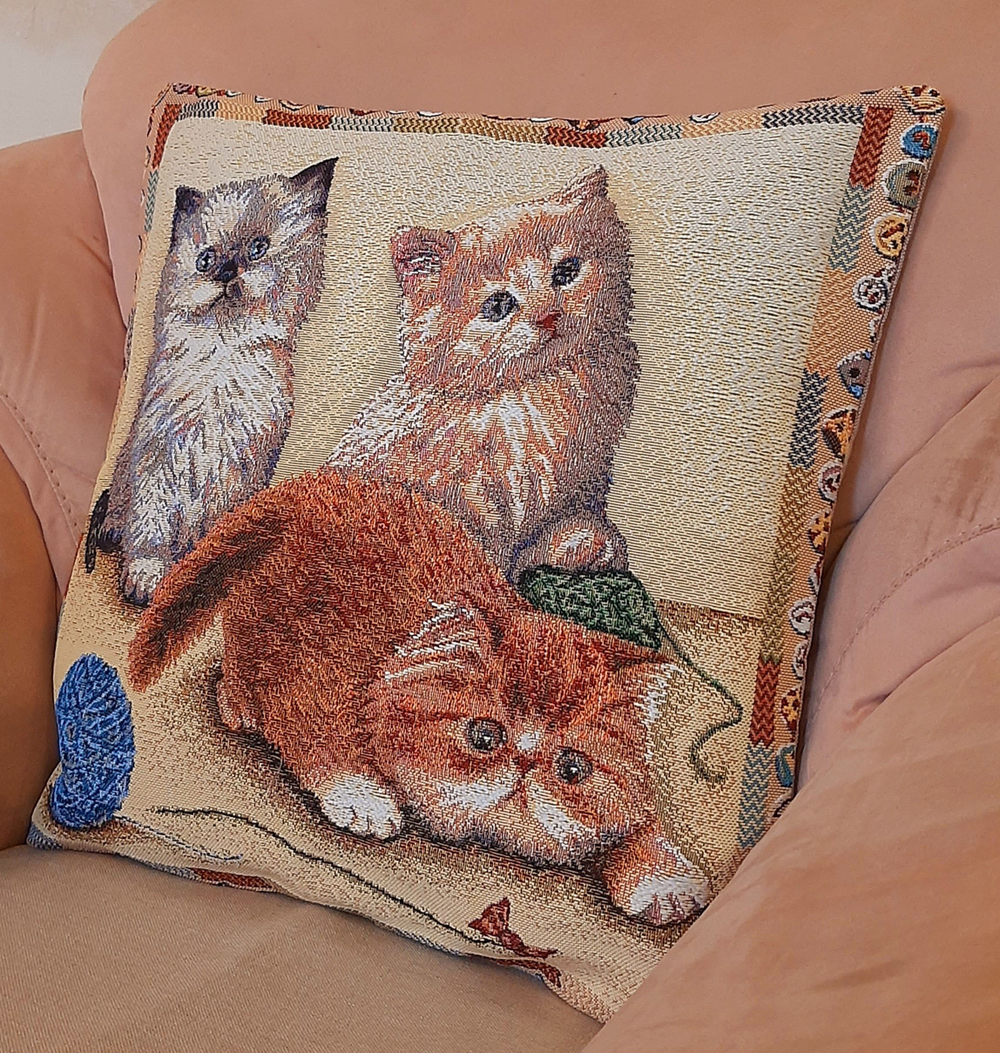 Декоративный гобеленовый чехол для интерьерной подушки Персидские котята 47*47