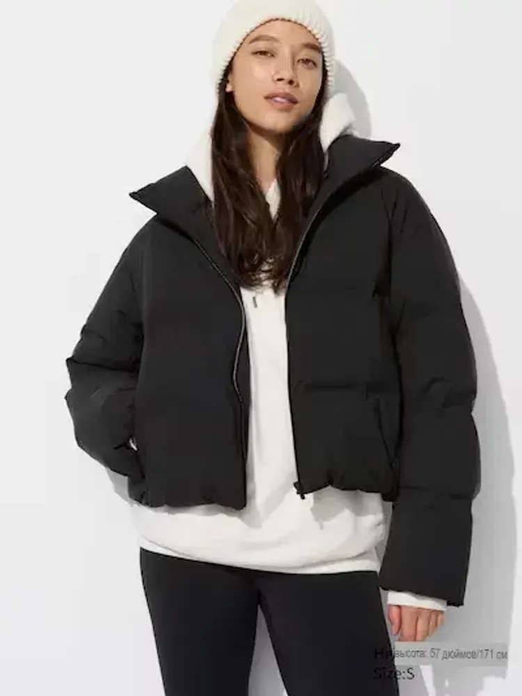 UNIQLO БЕСШОВНЫЙ ПУХОВИК, ЧЕРНЫЙ