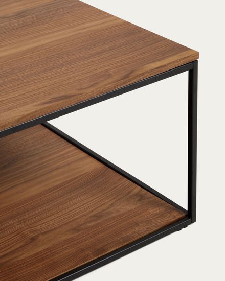 Yoana Журнальный столик из орехового шпона и черного металла 80 x 80 см Испания