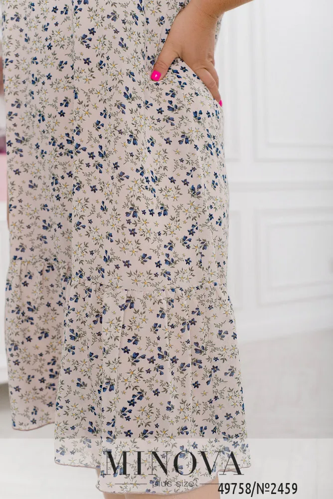 Платье 2459-кремовый- синий Minova