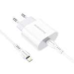 Зарядное устройство BOROFONE BA61A Origin single Type-C + Кабель Type-C/Lightning, 2.1A, белый