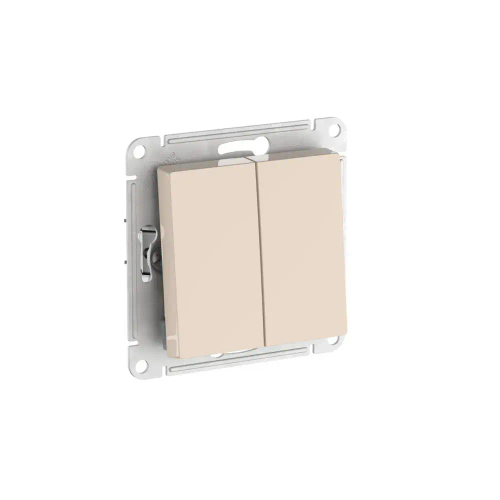 Atlas Design 2-клавишный выключатель , сх.5, 10АХ, мех., быстрозажим. клем., бежевый