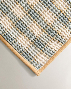 Zara Home - Плед в клетку с вафельной текстурой, синий, 140x190 см