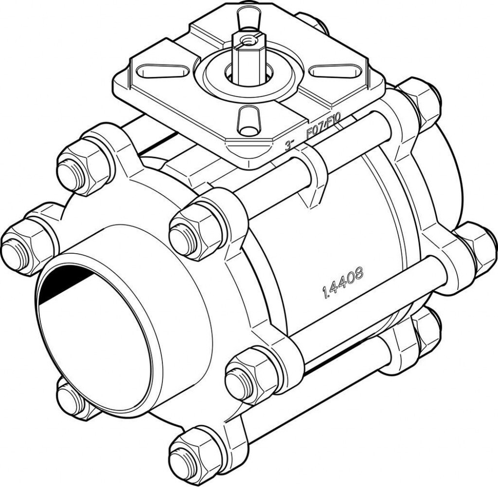 Шаровой кран Festo VZBA-3-WW-63-T-22-F0710-V4V4T Ру63 Ду80 (PN63 DN80)
