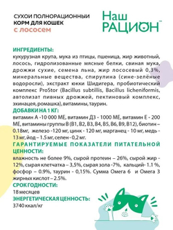 Наш Рацион Сухой корм для кошек с Лососем, 10 кг