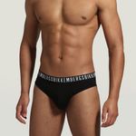 Мужские трусы брифы набор 3 в 1 черные с черной резинкой Bikkembergs BKK1USP02TR1111