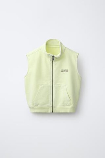 ZARA ЖИЛЕТ ИЗ ФУТЕРА, ЛАЙМОВЫЙ