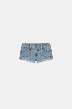 ZARA ДЖИНСОВЫЕ МИНИ-ШОРТЫ С КАРМАНАМИ, СИНИЙ