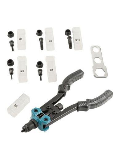 Заклепочник двуручный резьбовой усиленный (L - 320мм, резьбовые адаптеры - М3, М4, М5, М6, М8, М10) RockForce##Rock FORCE RF-67804