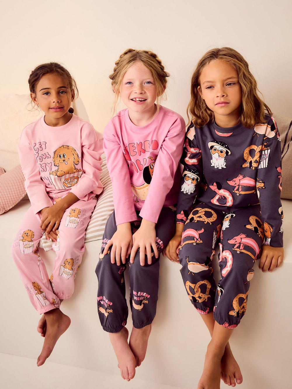 Пижама для девочки Next B75-482, 3 шт., Розовый, Темно-серый