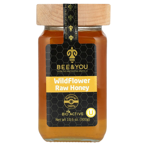 Bee & You, WildFlower, необработанный мед, 300 г (10,6 унции)