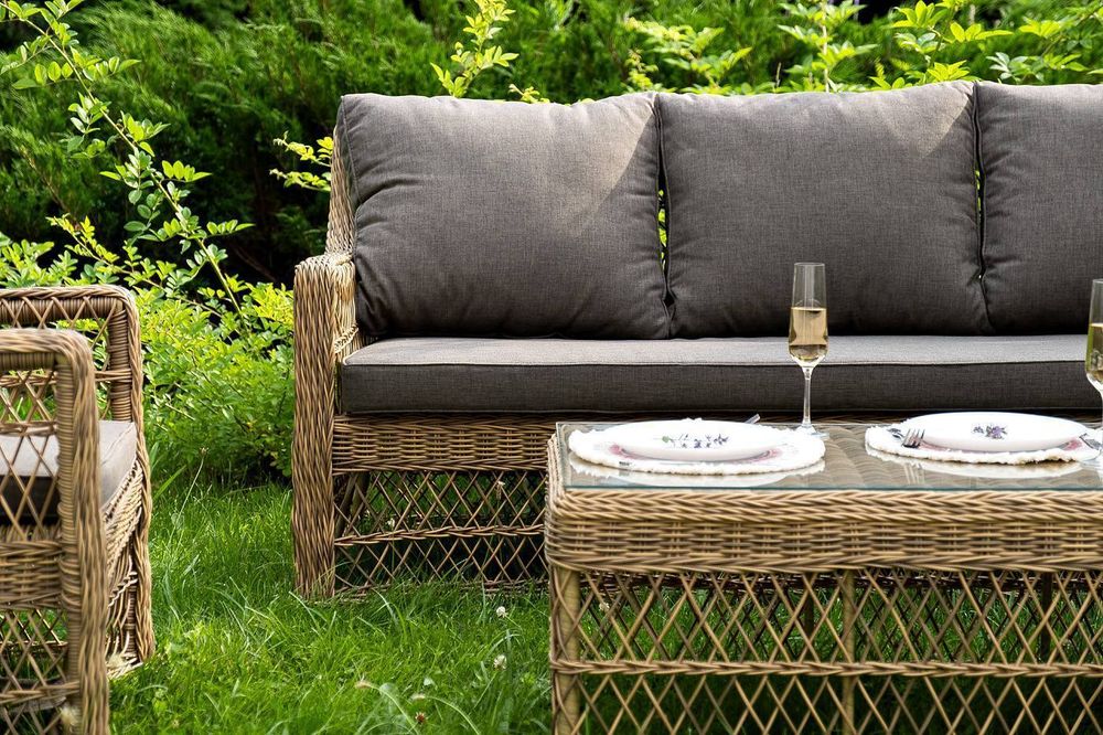 "Гранд Латте" лаунж-зона из искусственного ротанга, цвет соломенный