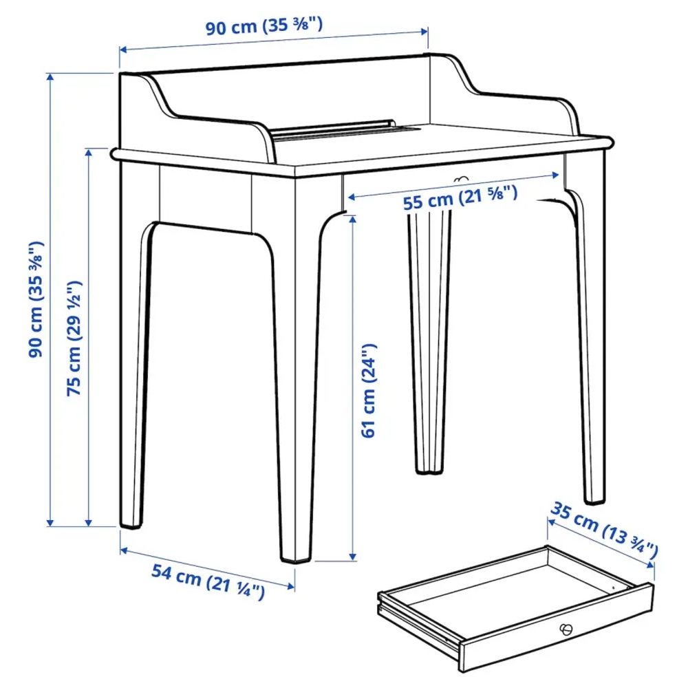 Письменный стол - IKEA LOMMARP, 90x54 см, темно-сине-зеленый, ЛОММАРП ИКЕА