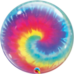 Шар Фольгированный Узор Tie-Dye Спирали Радуга Bubble Прозрачный (Персиковый)