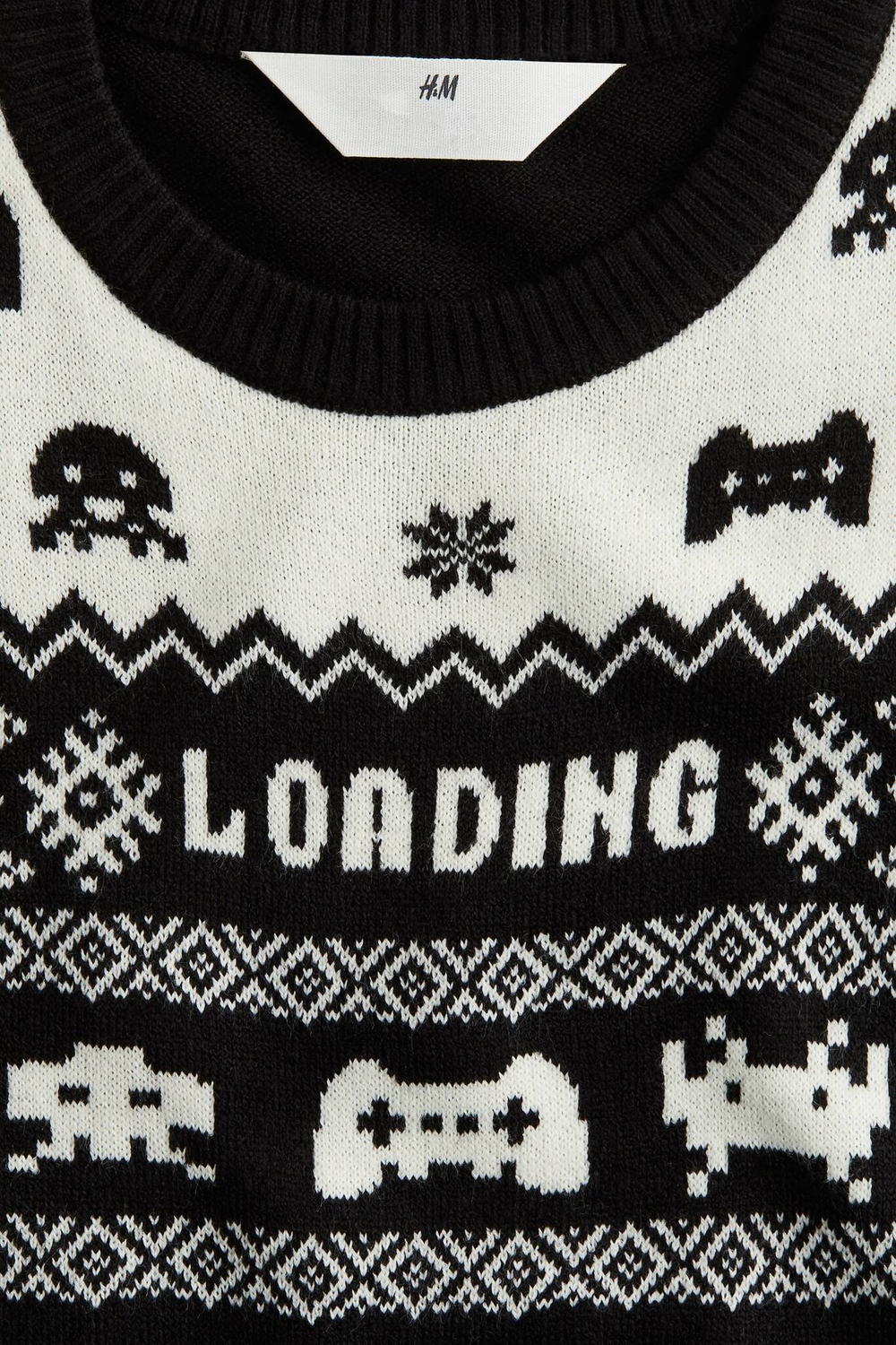 H&M Жаккардовый вязаный свитер, черный