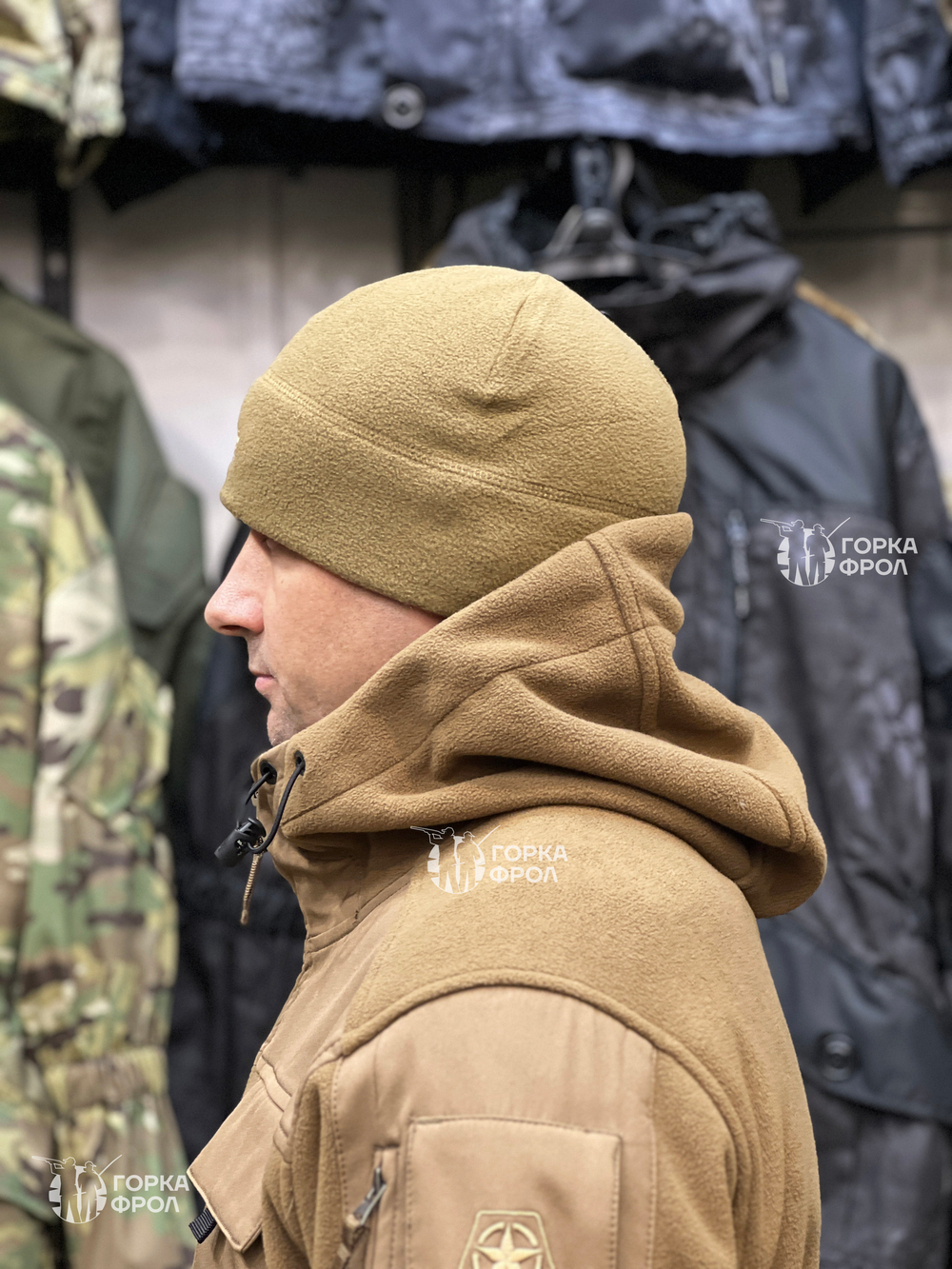 Флисовая теплая шапка мужская 7.62 Gear, Песок