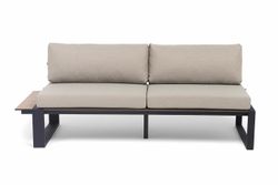 "Тулон" правый модуль, каркас алюминий, HPL "дуб", черный муар, ткань бежевая 15052