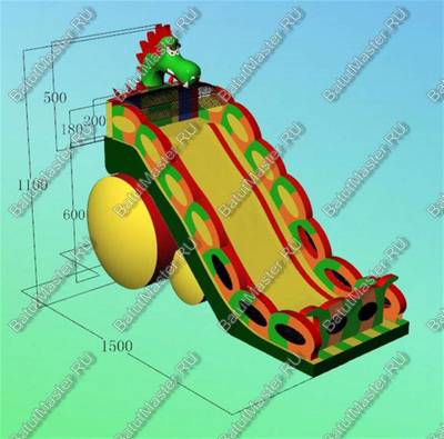 Коммерческий надувной батут-горка "Дракон" 15*7*11 м