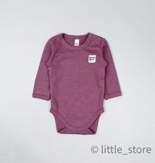Боди хлопковое "Basic" Ягодное, с длинным рукавом