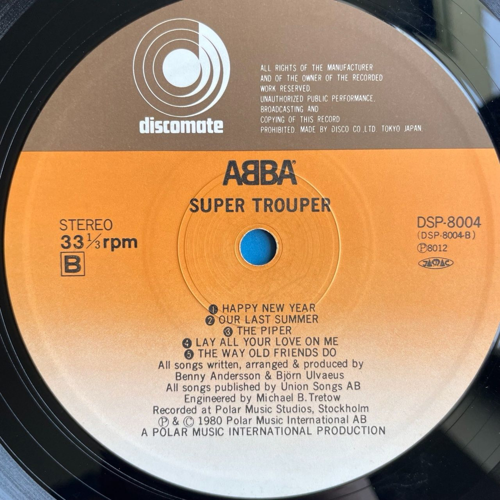 Винтажная виниловая пластинка LP ABBA АББА Super Trouper (Japan 1980) Happy New Year DSP 8004