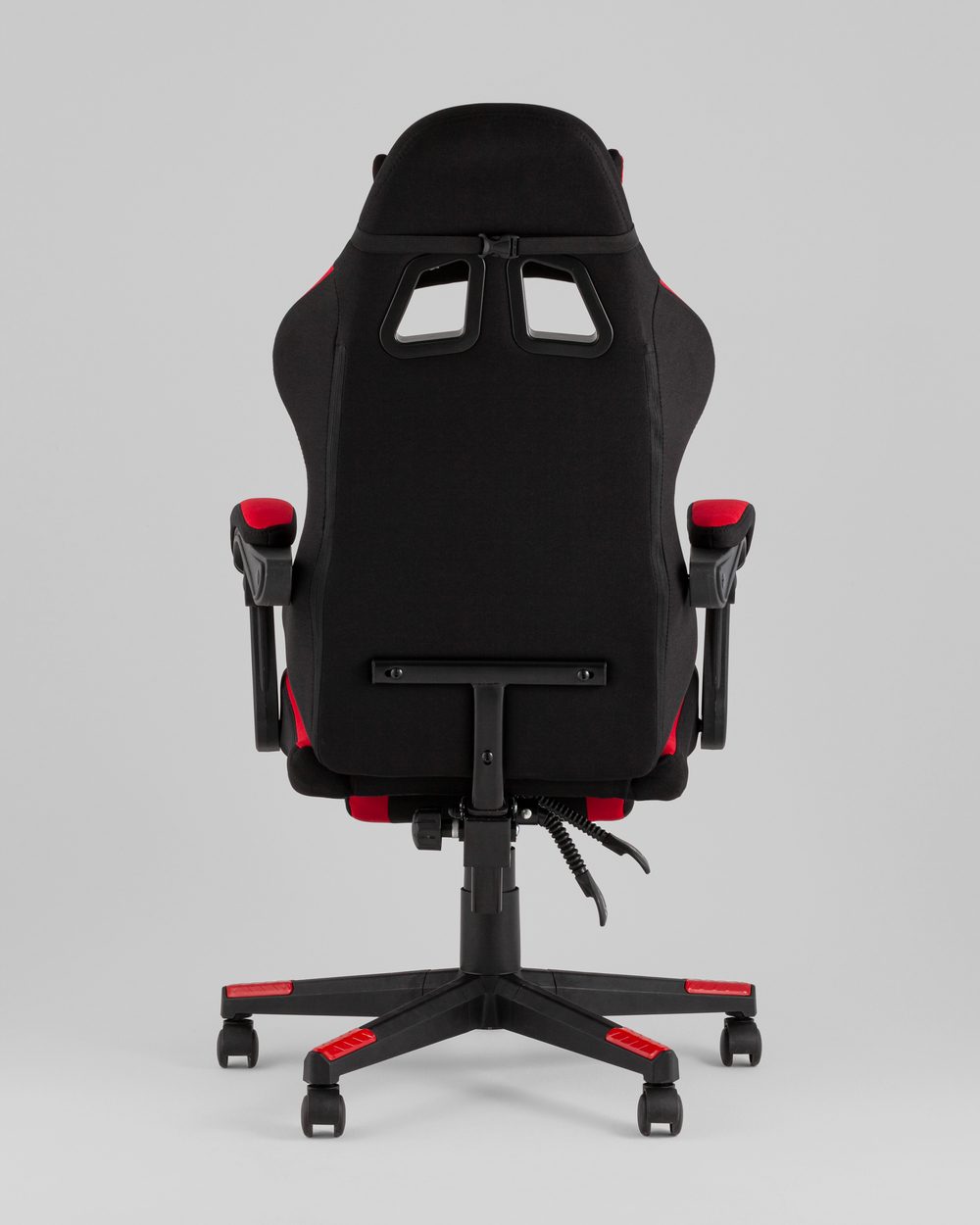 Кресло спортивное TopChairs Prophet с оттоманкой ткань черно-красный