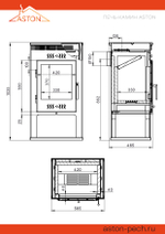 Печь-Камин ASTON 11кВт (180 м3) Ø 150мм (Амфиболит)