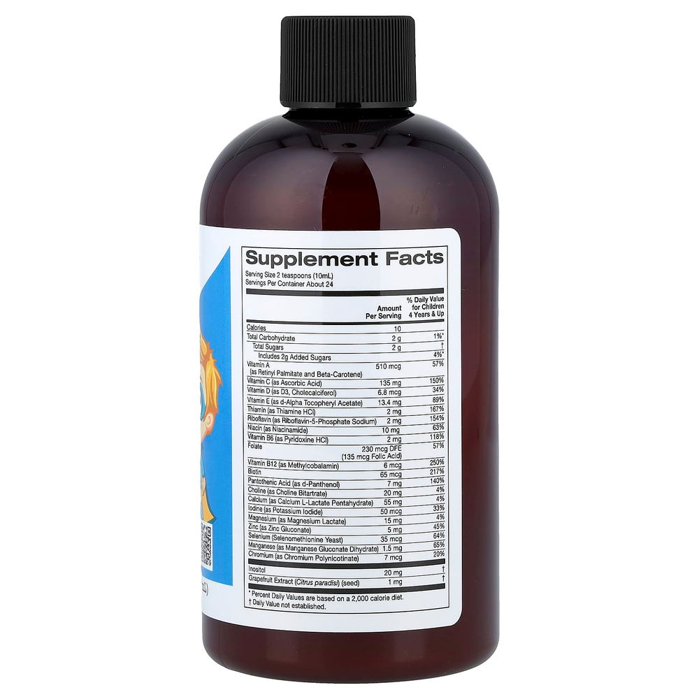 California Gold Nutrition, жидкие мультивитамины и минералы с кальцием, витаминами B12, C и D3 для детей, без спирта, натуральный вкус апельсин и манго, 237 мл (8 жидк. унций)