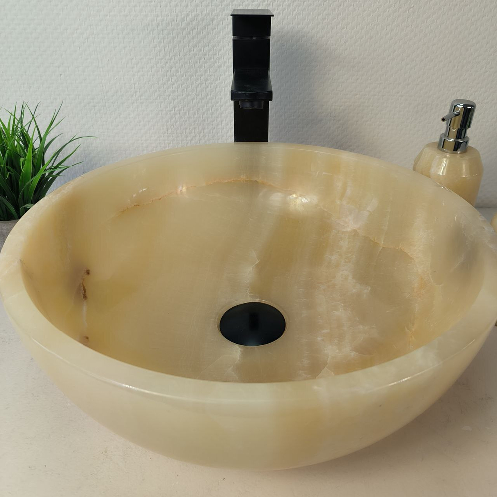 Раковина из оникса Bowl Yellow BO-66077 40*40*15 из натурального камня