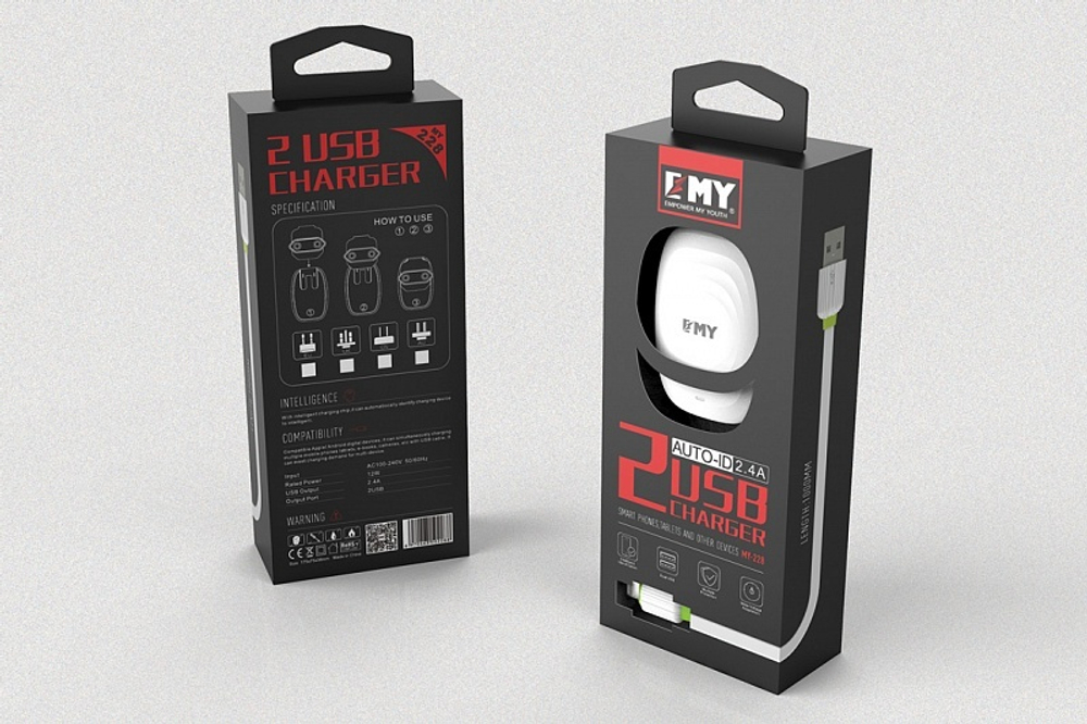 СЗУ 12W с кабелем lightning 2USB-A  2.4A MY-228 EMYX