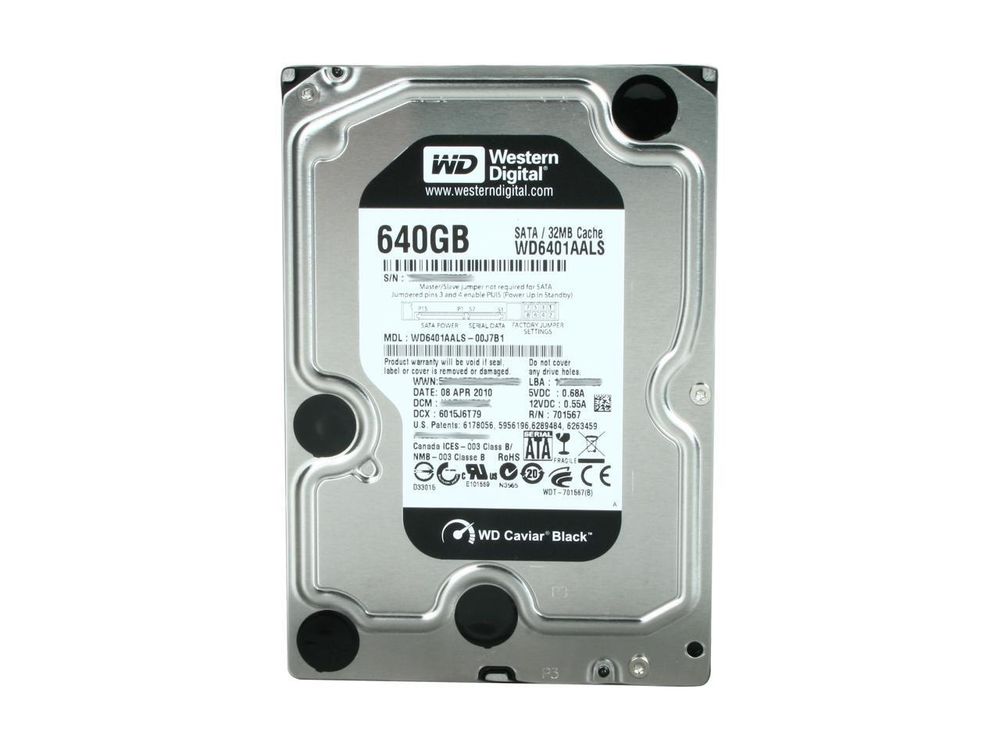 Жесткий диск Western Digital Caviar Black 640 Gb 3.5&quot; 7200rpm 32Mb SATA 3Gb/s WD6401AALS