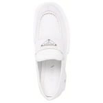 PRADA Brushed Leather Monolith Loafers "White" Women"s