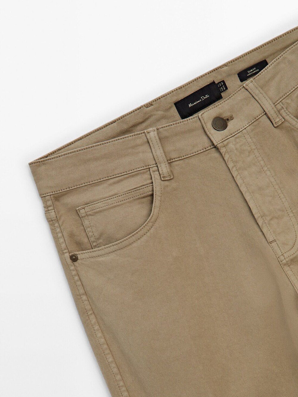 Massimo Dutti Зауженные брюки с отделкой под деним, норка