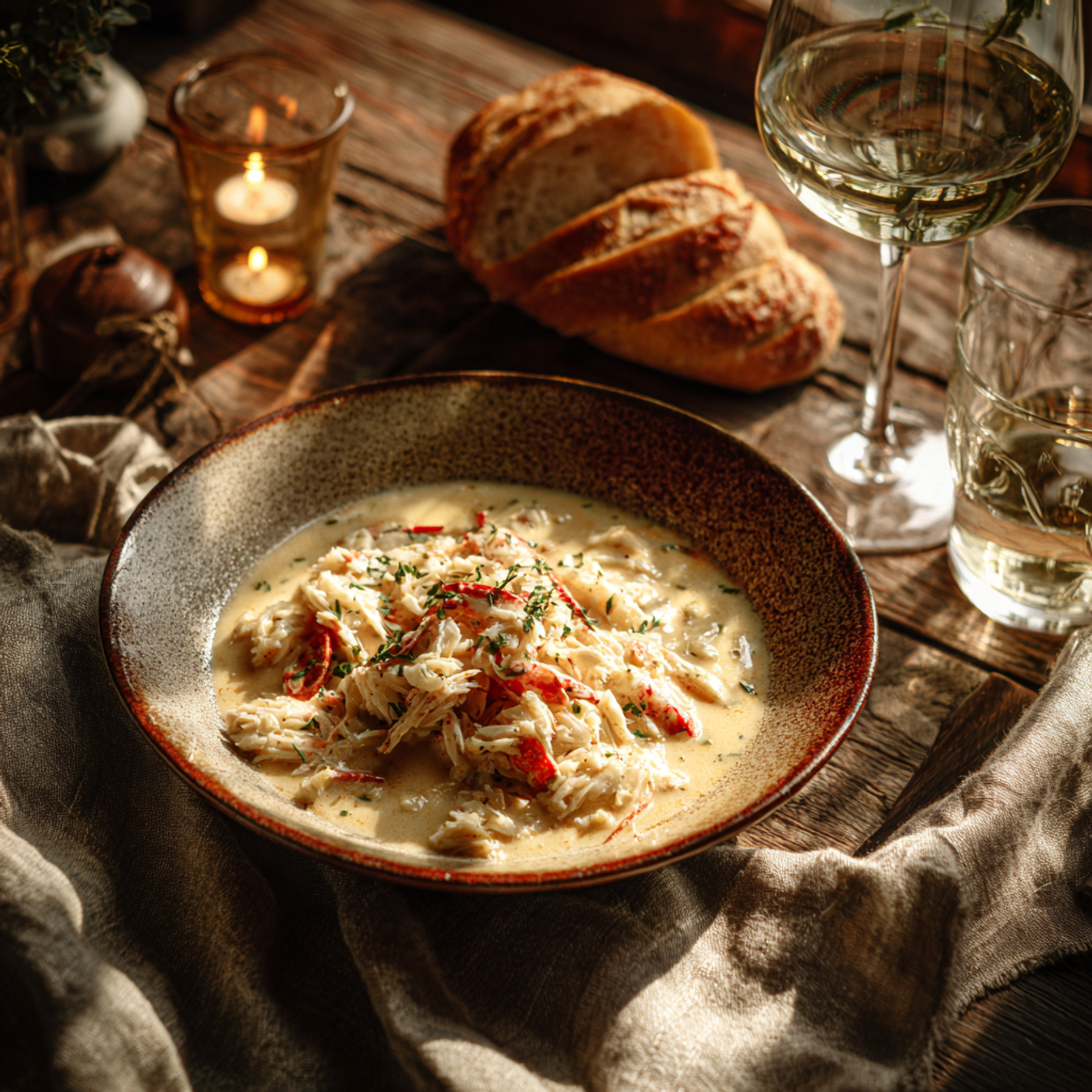 Краб под сливочно-чесночным соусом