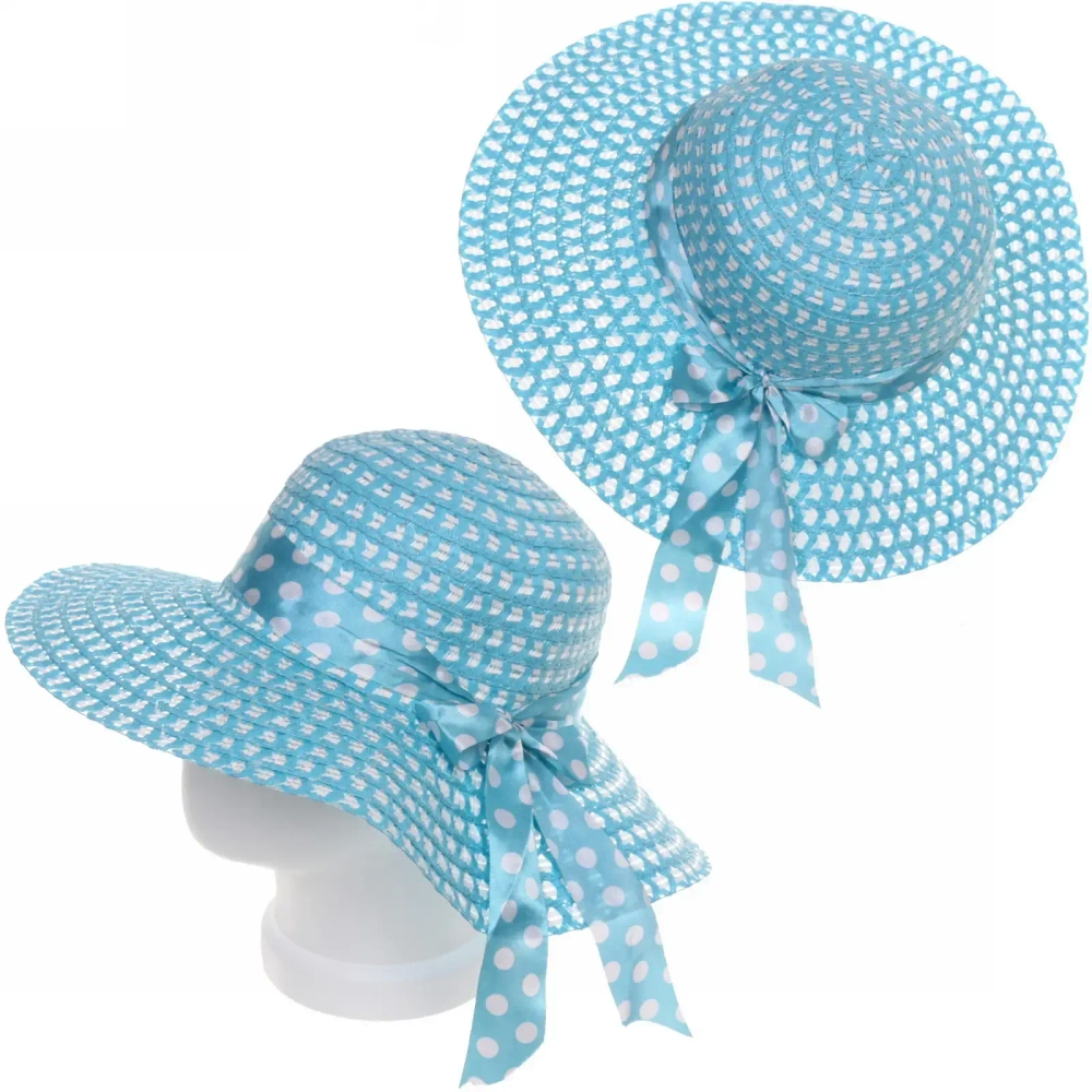 Шляпа женская с широкими полями «Summer», цвет голубой, р58, ширина полей 10см