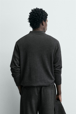 ZARA ШЕРСТЯНОЕ ПОЛО, АНТРАЦИТОВО-СЕРЫЙ