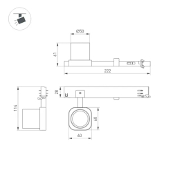 Светильник LGD-DIAFILM-4TR-R60-10W Warm3000 (BK, 20 deg, 230V) (Arlight, IP20 Металл, 5 лет) 061447