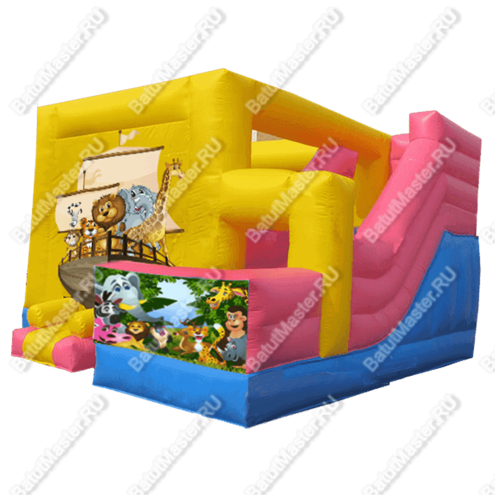Коммерческий надувной батут "Зверята в путешествии"