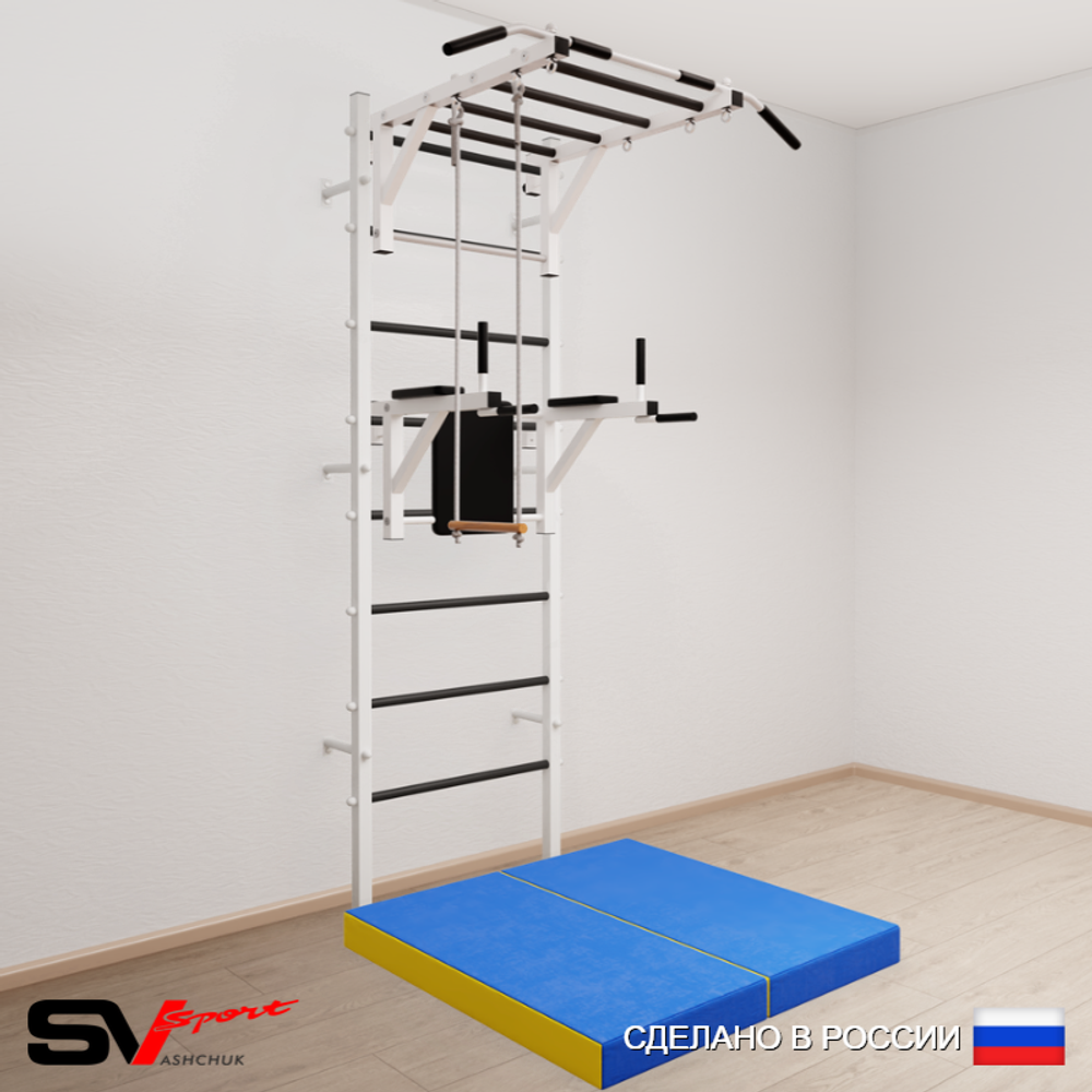 Шведская стенка Sv Sport усиленная 6434 (Турник рукоход/Брусья/Трапеция/Мат 1м)