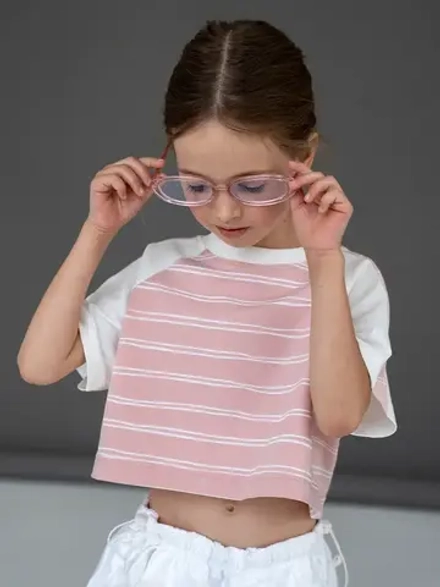 Футболка для девочки укороченная оверсайз