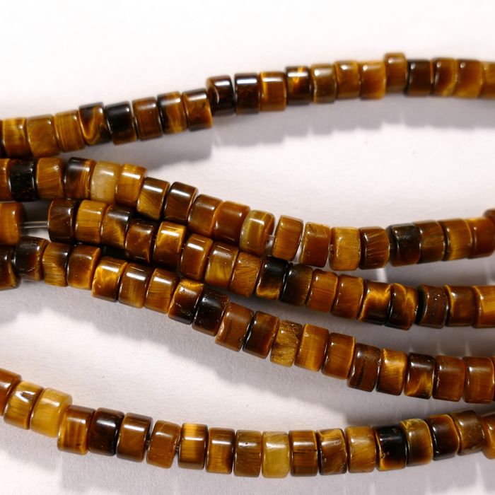 Нить бусин из тигрового глаза, фигурные, 2x4 мм (рондель, гладкая)